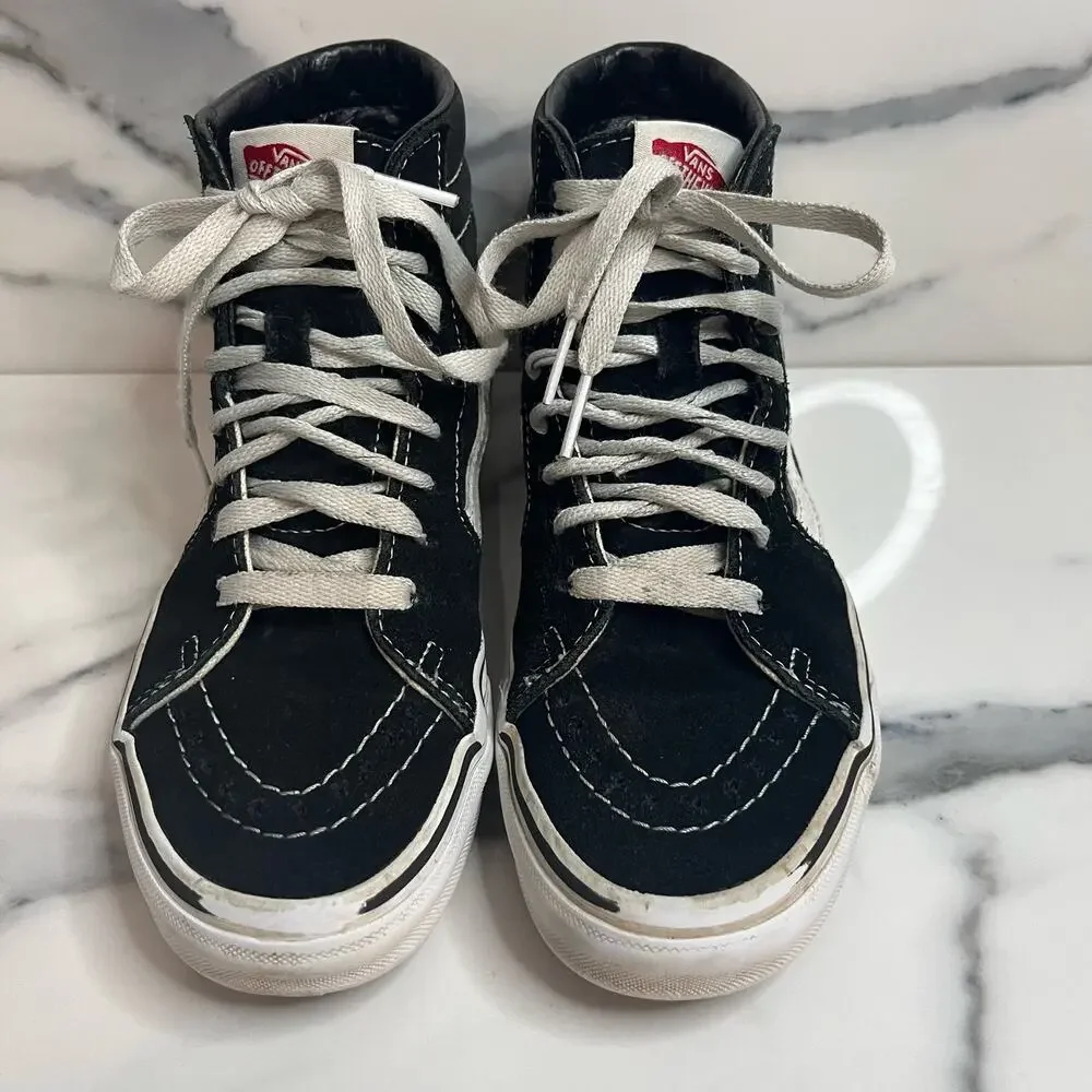 Vans Unisex Black White Suede High Top Skateboard Shoes M Sz 4.5 W Sz 6